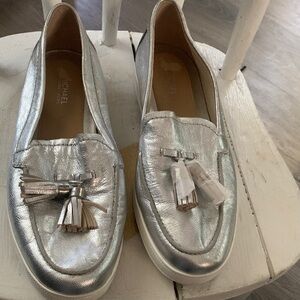 Michael Kors Metallic Silver Tassel Loafers